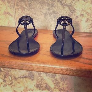 Black Tory Burch Mini Miller Jelly Flat Sandals